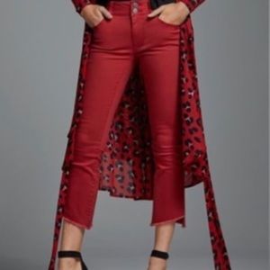 Cabi red high low crop pants